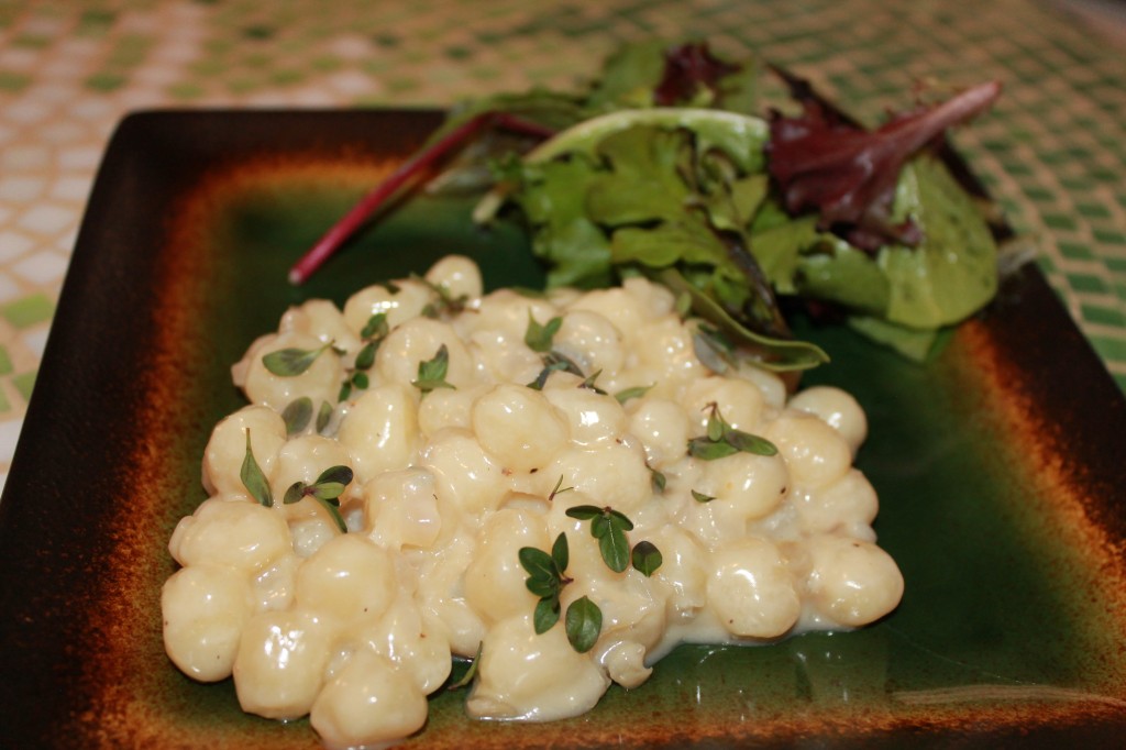 Gnocchi with Gorgonzola sauce. You want to try this at home.