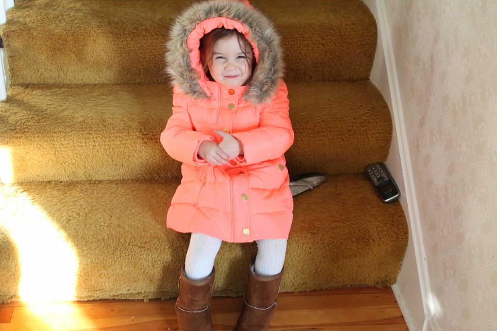 Lydia wanted me to take a picture of her in her poofy coat. It wasn't that cold out, but she loves her coat.