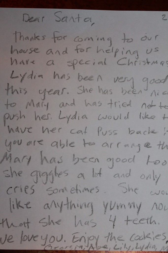The note Lydia helped dictate to Abe.