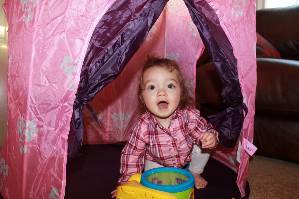 Before we left for Provo, I discovered Mary here. She was loving her new tent and toys.