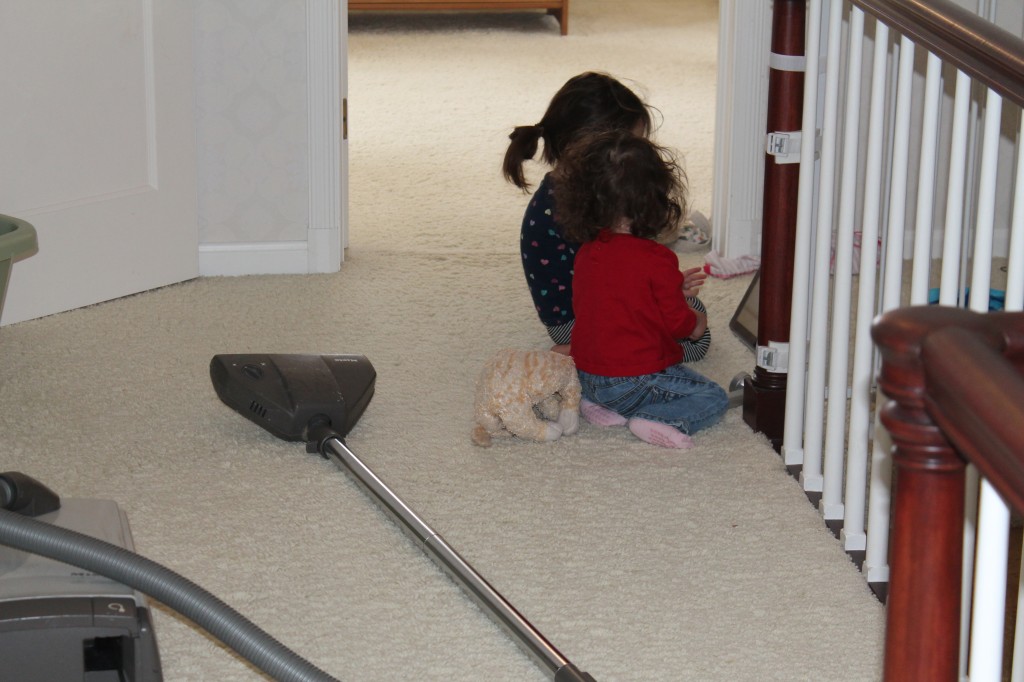 While I was cleaning, the girls stopped tantruming for a couple minutes to watch Daniel Tiger together.