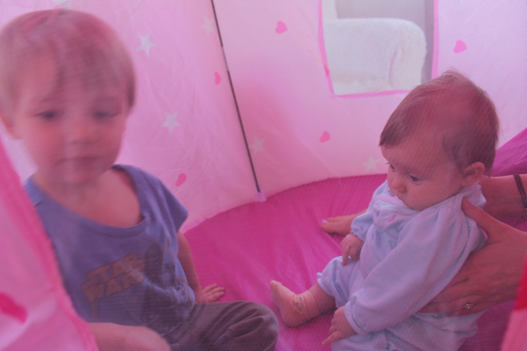 I set up the princess castle tent for the play date. Espen really wanted Enna to come in with him.