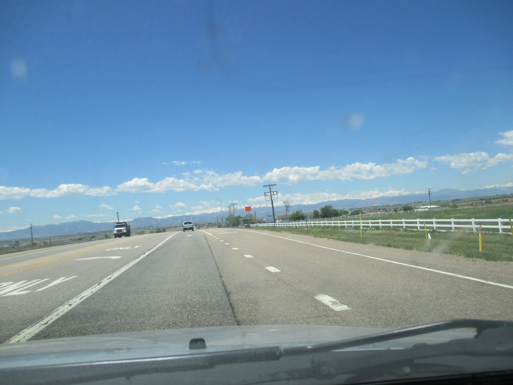 Driving out of Brighton, Colorado (where Abe's Grandma and Grandpa Edmondson live).