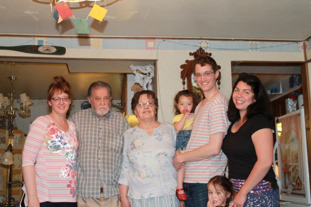 Karin, Grandpa Edmondson, Grandma Edmondson, Mary, Abe, Lydia, and me.