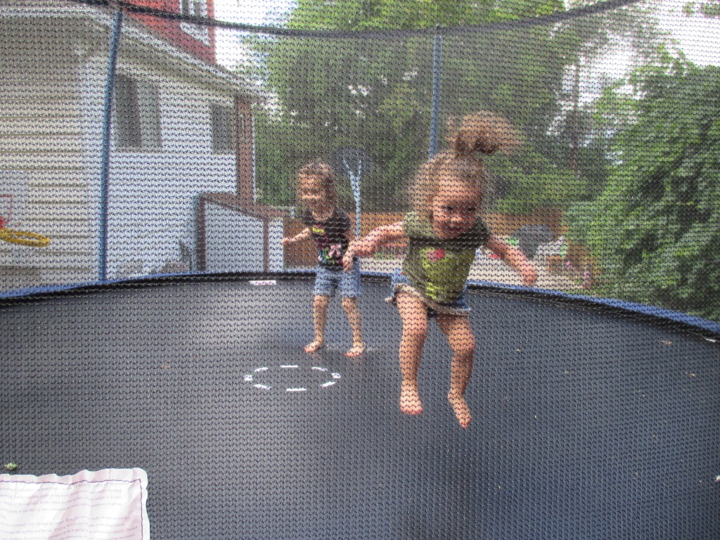 Misty has a trampoline. The girls had so much fun.