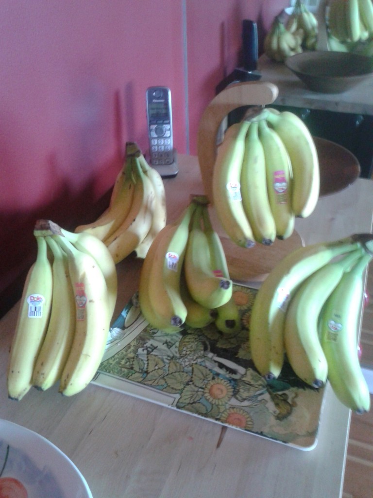 Lydia has been eating at least three bannanas.  This is the stash we bought to get us through the week!