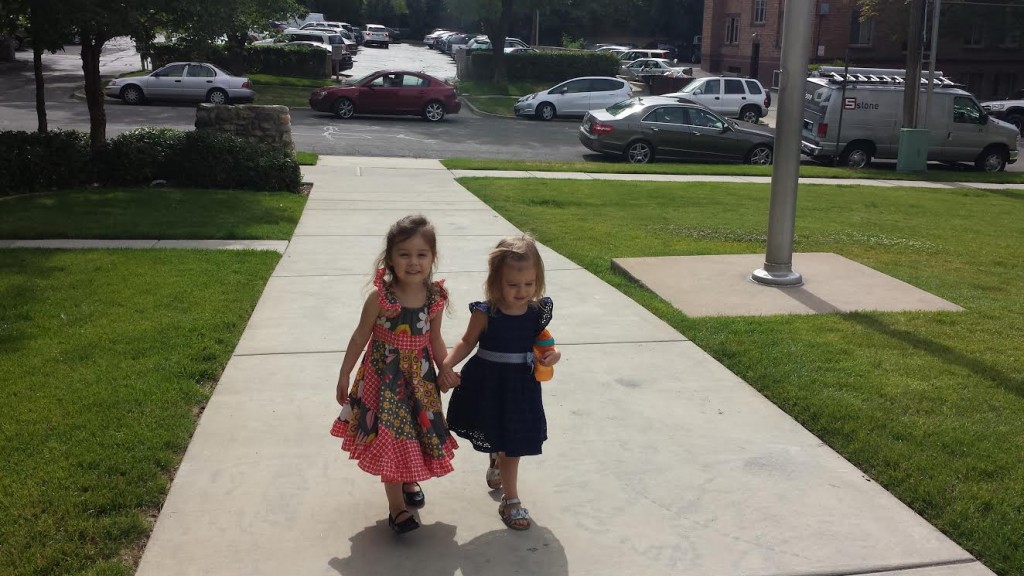 Cadence and Lydia going to church together.