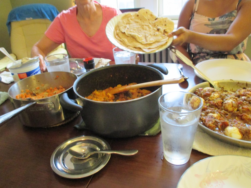 Clark and Swathi cooked us a feast with three different curries and homemade chapatis.