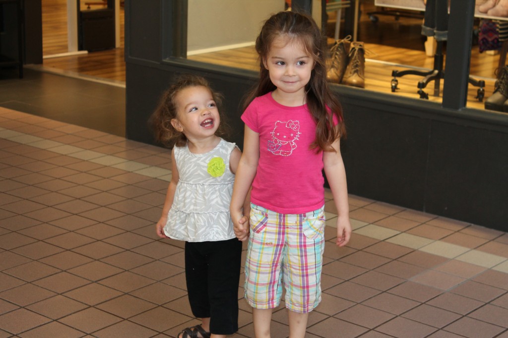 At the mall. The girls raced around and had a lot of fun together.