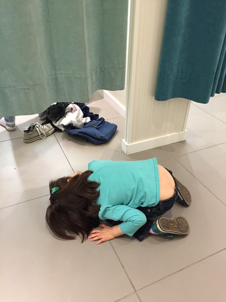 We went shopping for Isabella and the girls had trouble giving her privacy. 
