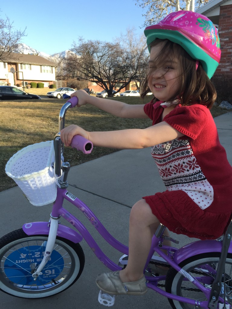 She did go outside to ride her bike a little in the beautiful weather.