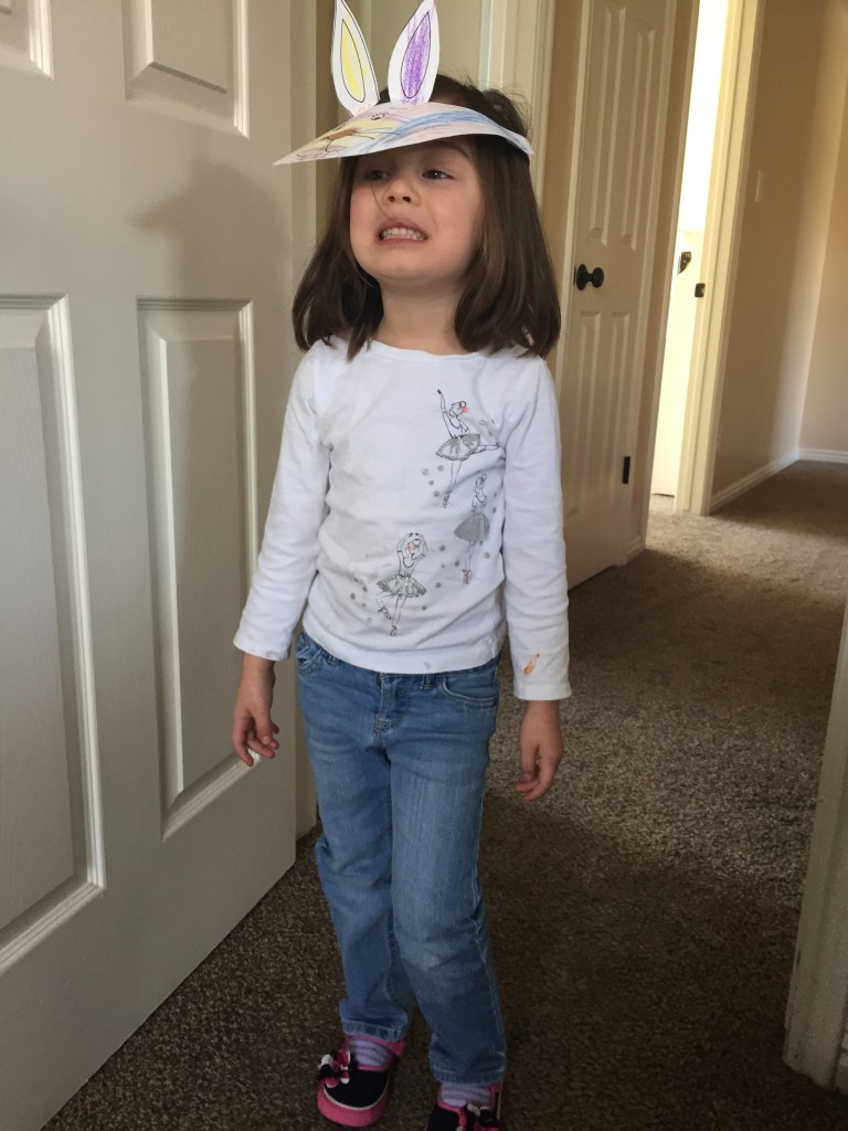 Lydia made that hat in preschool and wanted me to take a picture. Mom, those are her new shoes (and Mary's are exactly the same). 