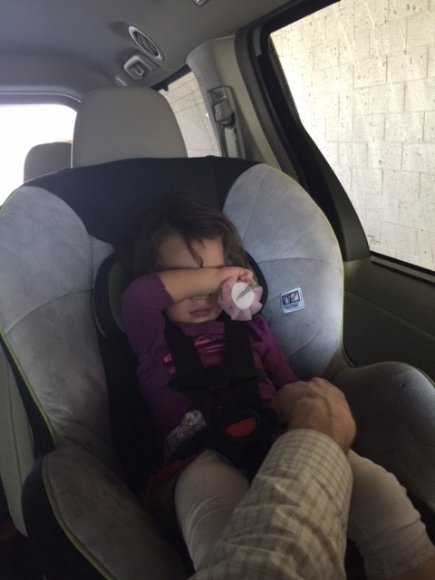 Abe took the girls through the car wash. When it started, Mary said, "Daddy, it's scawy. I'm going to cover my eyes!" --and she proceeded to do this.