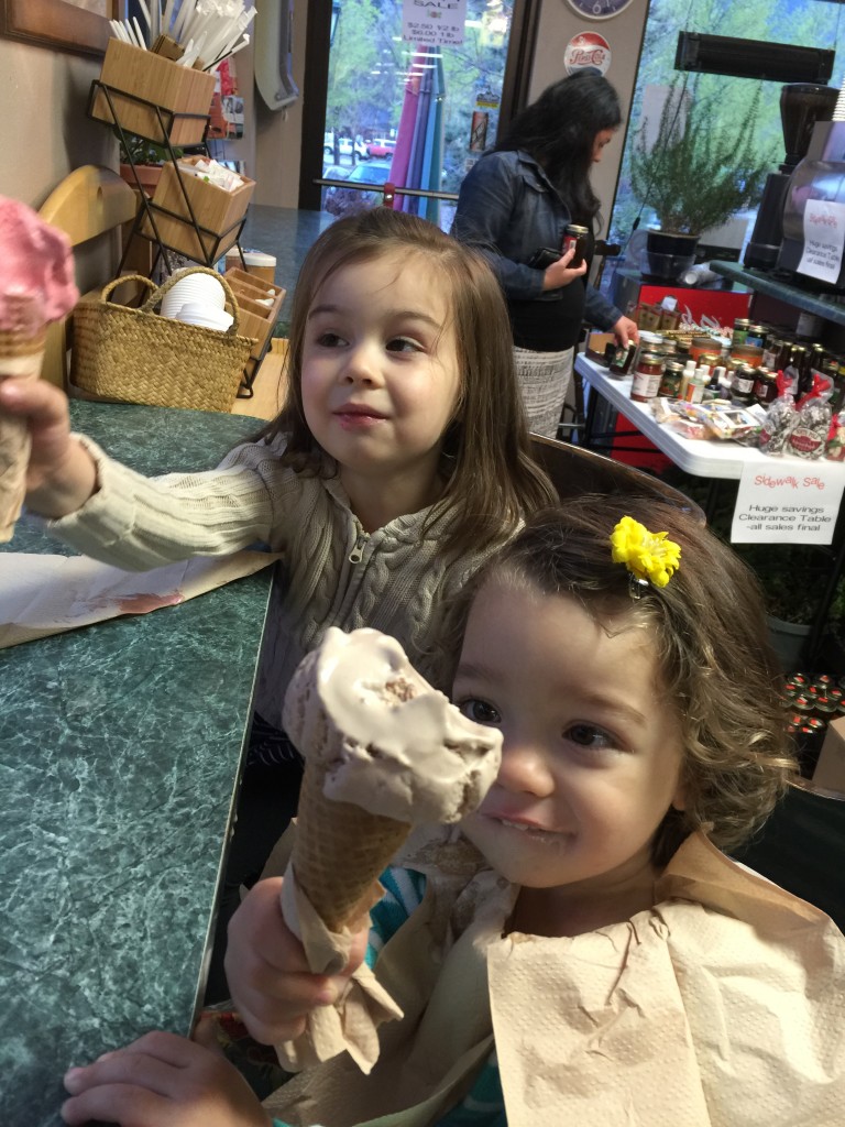 Between rain showers, we took the girls out for ice cream.
