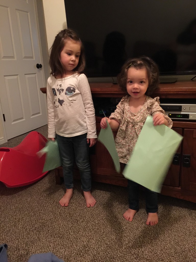 The girls shared paper with tape on it for sharing time. Our children have educated us to be excited about things we had no idea were even mildly interesting before.
