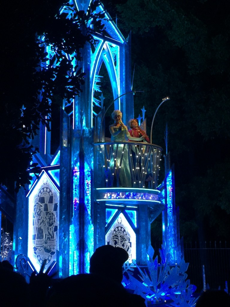The Paint the Night parade was incredible. This parade debuted a week ago, and there are huge floats that are each more stunning than the next. Of course, Mary and Lydia were especially enthused about Elsa's ice palace.