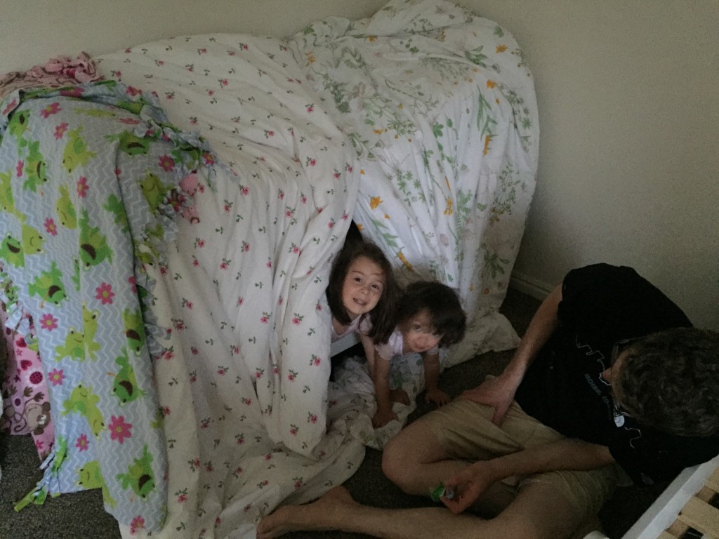 Abe built the girls a fort.