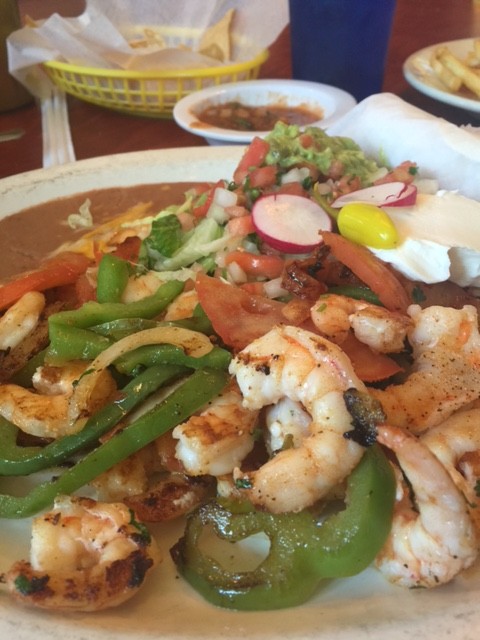 Abe took a picture of his shrimp fajitas. We have enjoyed every single meal on this trip. 