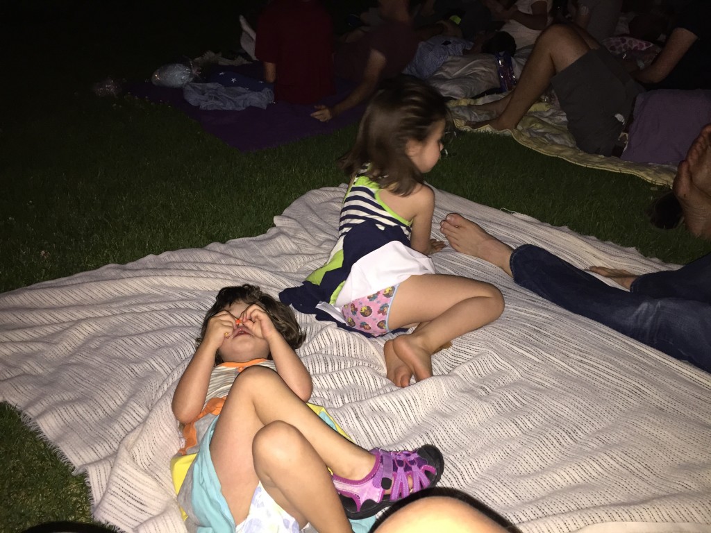 Eating candy and lounging before the fireworks. 