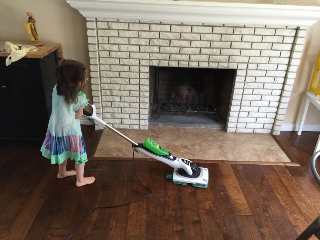 While I was cleaning upstairs, Lydia was mopping downstairs. Here's a video of her in action.