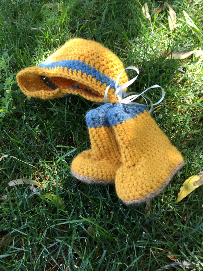 Blair knit these darling booties and hat for Ammon.