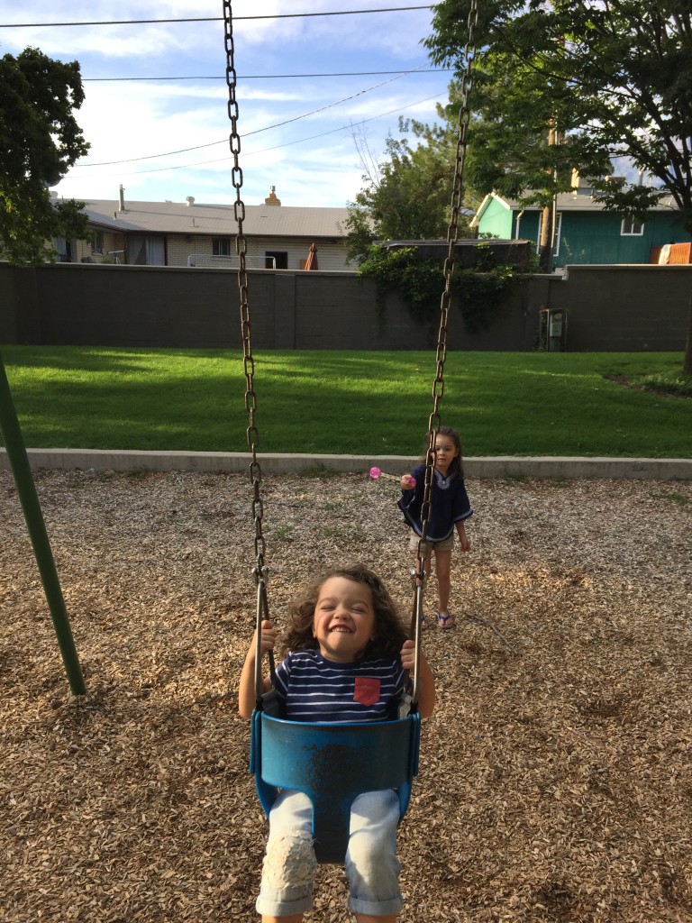 Abe took the girls to the park while I got a pedicure tonight.