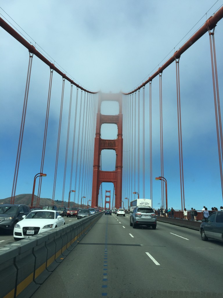 On the way, we drove over the Golden Gate Bridge.