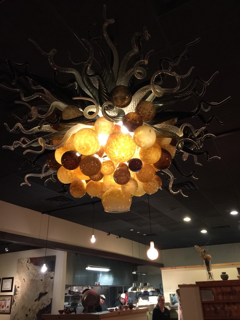 We went to dinner tonight at Black Sheep Restaurant with the Greens. I thought the light fixture looked like a Chihuly...