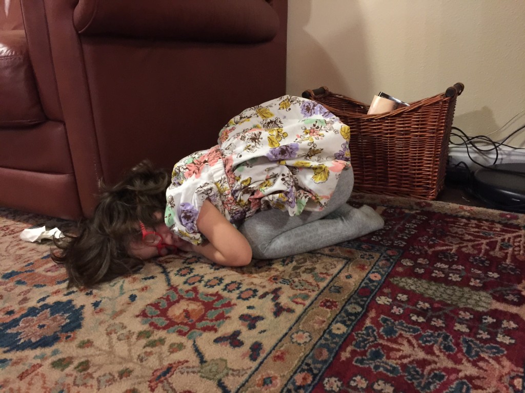 Mary fell asleep in the basement. Abe moved her upstairs in the hopes that she would wake up. She assumed her former position and slept like this for another hour.