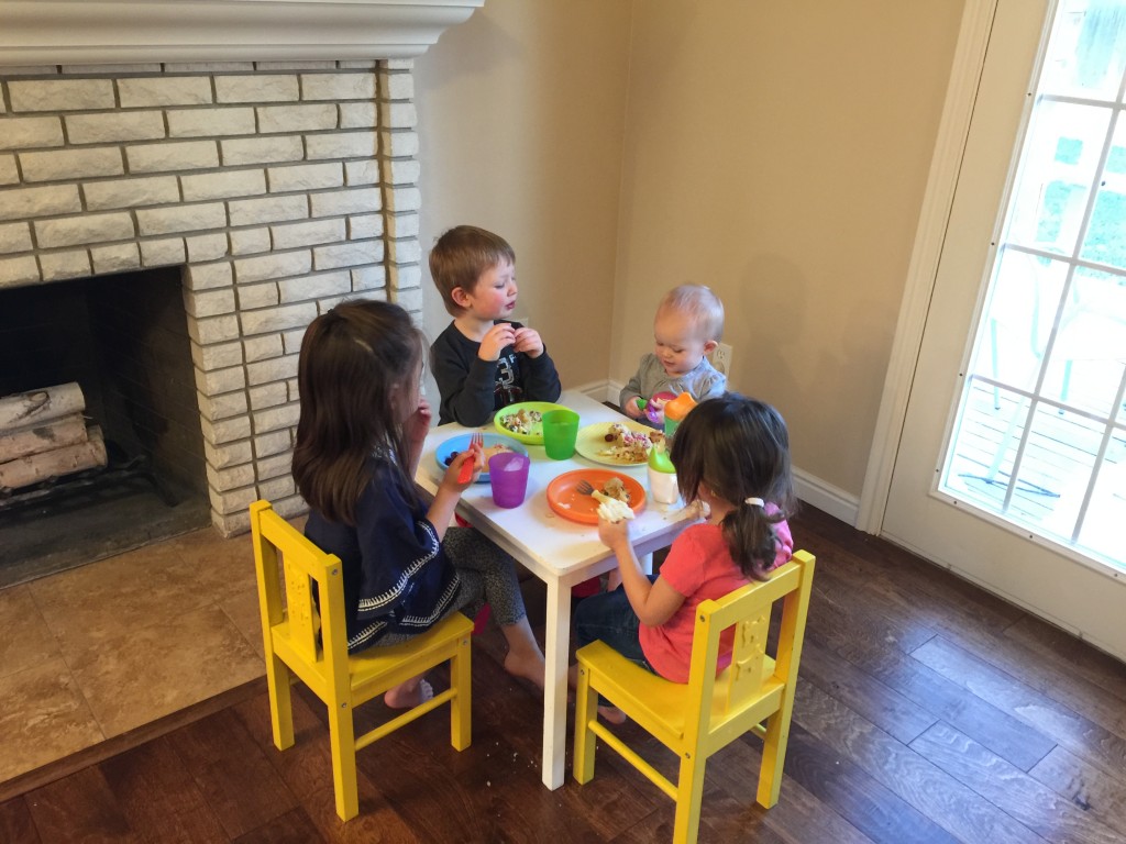 All the kids had so much fun eating together.