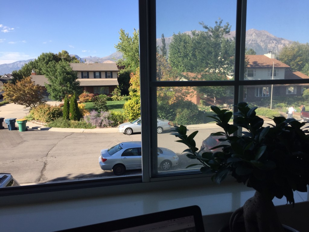 This is my view as I type. I LOVE this September weather. I can hear the kids squealing and playing on the porch beneath me. This is my favorite type of evening.