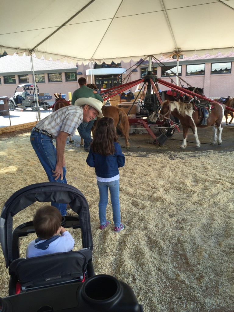 We were the first ones at the pony rides. The girls got to go all by themselves!