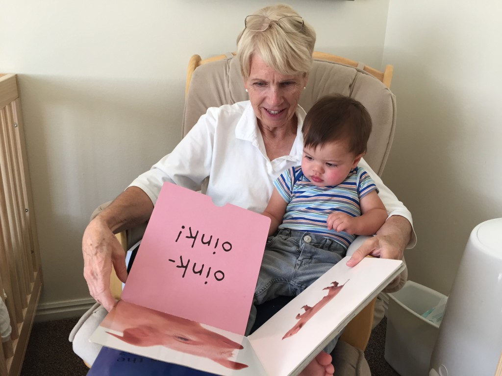 These two are such good pals. Ammon claps and grins whenever he sees Nana--even when he is crying!