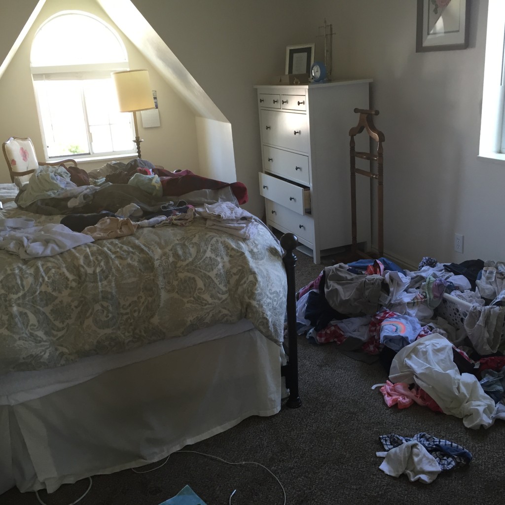 The state of my laundry and my room. The most recent homeschooling book I read suggested that I hire a laundry service. That sounds nice.