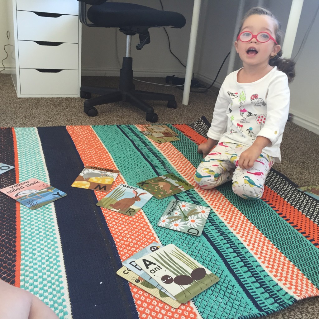 Mary and her letter cards. 