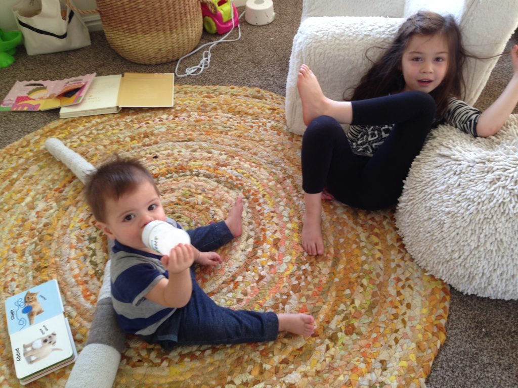 Lydia is the best babysitter. Sometimes if we absolutely need to get something done, we just close the door on these two. Lydia is extremely conscientious and attentive, and Ammon loves his older sister.