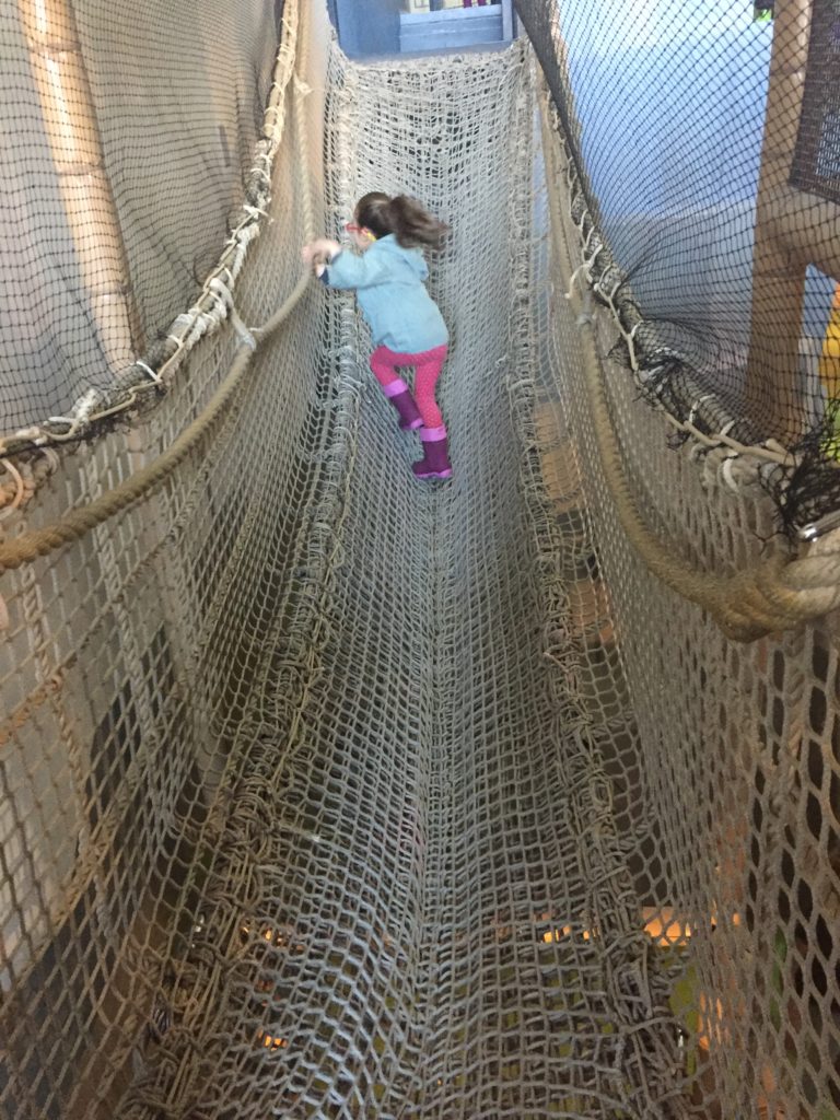 Mary on the rope bridge.