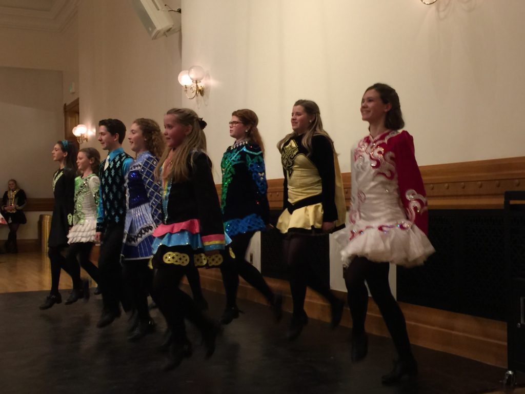 We went to the library to watch the Irish Harp Dancers tonight.